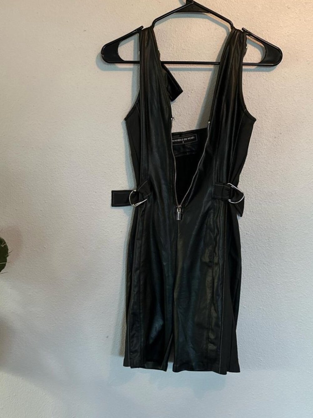 Maniere De Voir Women's Black Leather Romper